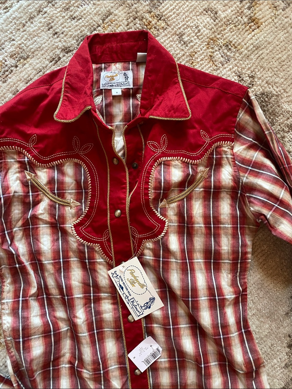 Panhandle Red Plaid Western Button-Down Shirt nwt - Picture 2 of 2